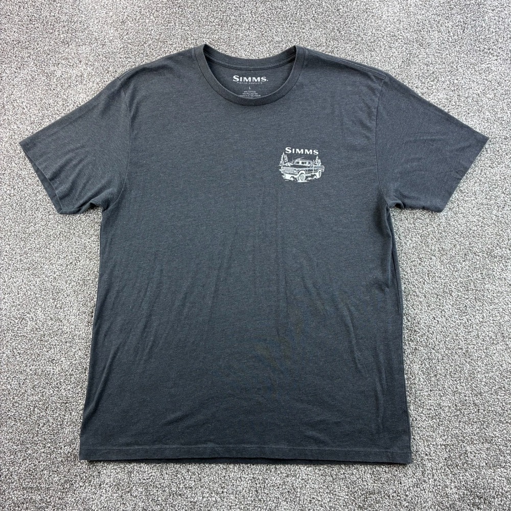 Simms T Shirt Mens Large Gray Cotton Blend Fish It Well Truck Graphic Tee